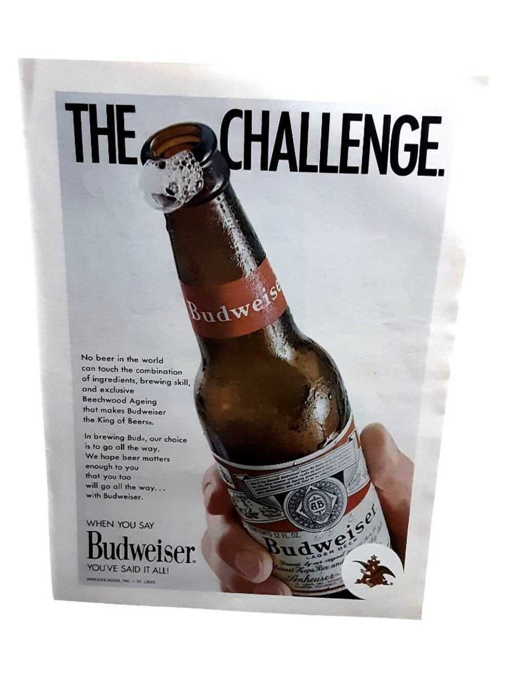 1971 Budweiser Beer The Challenge Vintage Brewery Print Ad Bar Wall Decor